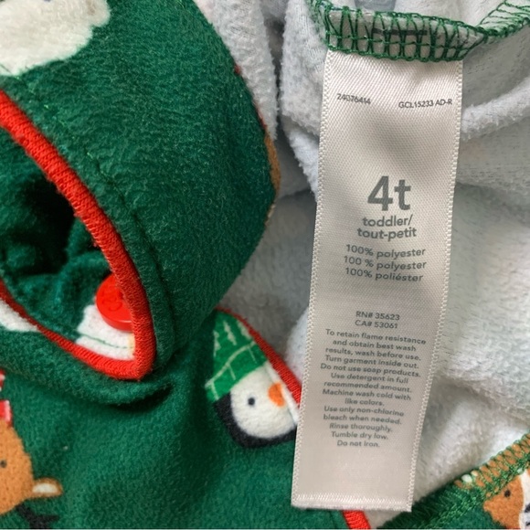 CARTERS Christmas/Festive Santa Fleece 2 Piece Button Down Pyjamas Green Boys 4T - Picture 10 of 13